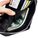 Travel Leather Wallet Cash Ticket Card Holder Organiser Phone Wallet Black