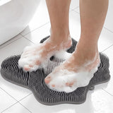 Non Slip Shower Mat 30x28cm Suction Back and Foot Cleaning Grey
