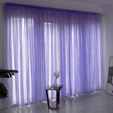 3 Piece Sheer Rod Pocket Curtains Polyester for Room Divider Purple