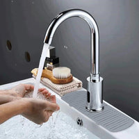 Kitchen Faucet Mat for Sink Silicone Splash Guard with Fast Drying Properties for Stone Sinks Gray