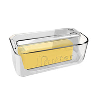 Plastic Butter Dish with Lid and Scale Line Butter Container with 180 Degrees Rotating Sealing Flip-Top for Countertop Fridge White