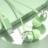 USB-C 3.5MM Wired Headphones In-Ear Earbuds with Microphone Green