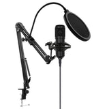 Recording Condenser Mic Kit with Sound Card for Streaming Black