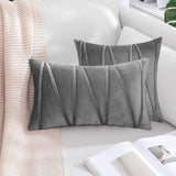 2PCS Velvet Stripe Cushion Covers Decorative Throw Pillow Cases for Sofa & Home Decor Gray