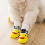 16Pcs Set Anti-Slip Dog Socks Stretchable Footwear Paw Protector for Indoor Use Duck Style