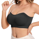 Bras for Women Non-Slip Seamless Padded with Removable Shoulder Straps Black