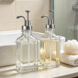 2 PCS 500ml Square Glass Syrup Soap Dispenser Bottles with Funnel Silver