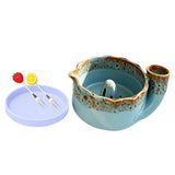 Self-Spinning Berry Washing Bowl Set with Drain Holes and 2 Fruit Forks Gradient Blue