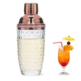 Glass Cocktail Shaker Leakproof Drinks Shaker with Steel Lid Ice Shaker for Home and Bar Use Rose Gold