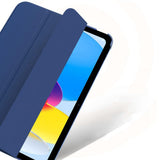 Tri-Fold Smart Cover Auto Wake Sleep Compatible Case for iPad 10th 11th Gen A16 Dark Blue