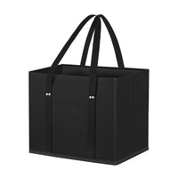 3Pcs Reusable Grocery Bag Non-Woven Shopping Tote Bag with Handles Black
