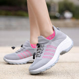 Lightweight Stretch Mesh Walking Shoes Slip On for Men and Women Grey Pink