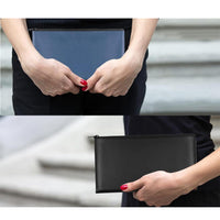 2Pcs PU Leather Storage Bag with Zipper Money Pouch Cash Storage Bag Black and Navy Blue