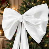 Velvet Christmas Tree Bow Oversized 40x230cm Long Streamers White