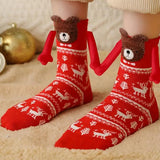 3 Pairs of Christmas Hands Holding Socks with Magnetic Hands for Couples Bestie Style 2