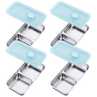 4Pcs Set Grab and Go Snack Containers Food Container for Lunch Snacks Dips Condiments-Double-Compartment