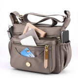 Multi-Pocket Crossbody Bag for Women Water Resistant Nylon Shoulder Messenger Bag Trendy Pocketbooks Gray