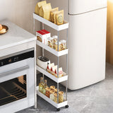 4 Tier Slim Rolling Storage Cart Bathroom Organizer for Kitchen & Laundry