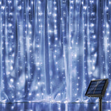 Solar Fairy Curtain Lights – Christmas Hanging String Lights for Window Backdrop  White