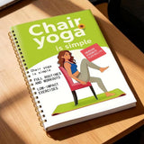 Chair Yoga 30 Day Spiral Book with Illustrated Seated Pose Guide Green