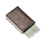 RFID Blocking Wallet PU Leather Credit Card Holder for Men Coffee