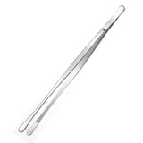 2PCS Kitchen Cooking Tongs Tweezers Stainless Steel Kitchen Round and Straight Head for Grilling Cooking Silver