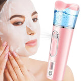 Portable USB Rechargeable Facial Mist Sprayer Mini Humidifier for Travel Home Pink