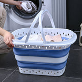 Foldable Collapsible Laundry Basket with Handle for Storage Blue