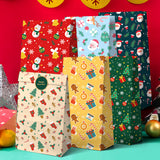 24PCS Christmas Flat Top Paper Gift Bags for Christmas Eve Apples