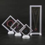 4Pcs Set 3D Floating Frame Display Holder Stands Clear Jewelry Storage Box