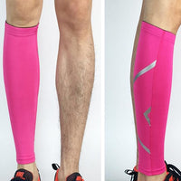 Pair of Compression Calf Sleeve Elastic Leg Brace for Sports Running  Rose Red