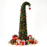 1.5m Collapsible Crooked Christmas Tree PET Tinsel Decoration Green