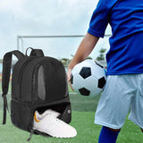 Soccer Backpack Water Resistant Soccer Bag with Ball Holder and Shoe Compartment Black