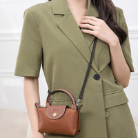 PU Leather Shoulder Strap for Crossbody Bags Genuine Leather Hang Buckle for Longchamp Mini Bag Black