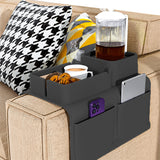 Couch Cup Holder Tray Sofa Armrest Tray with Drink Holder Side Pockets Black