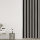 Self Adhesive Wood Grain Slat Wall Panel PVC Faux Engineered Finish Grey