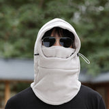 3-in-1 Winter Cycling Balaclava Thermal Fleece Face Mask Light Gray