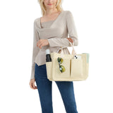 Large Canvas Tote Bag for Women Laptop Work Book Bags Crossbody Handbag Shoulder Travel Gym Bag Beige