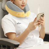Memory Foam Travel Neck Pillow with Sleeping Mask Earplugs Yellow