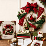 Christmas Quilted Wreath DIY Sewing Kit with Precut Fabric for Door Decor Style 3