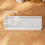 Bathroom Toothbrush Holders Metal Tooth Brush Toothpaste Organizer with Drainage White