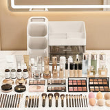 Large Capacity Makeup Organizer Countertop with Makeup Brush Holder for Bathroom Countertop White