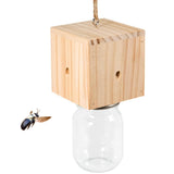 Wooden Bee Trap for Outside Hanging Wood Carpenter Bee Catcher with Removable Bottle Style 1