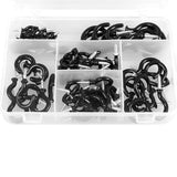 90 PCS Metal Cup Hooks Screw Screw-In Hanging Hat Peg Plant Hanger with Storage Box Black