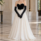 Satin Evening Gloves Long for Women Wedding Party and Cosplay Black