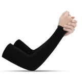 3 Pair 40cm Straight Nylon Spandex Cooling Arm Sleeves without Thumb Holes Black