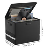 Water Resistant Zipper Vinyl Record Storage Box Holds 80+ Records