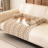 Thick Plush Dog Bed Mats with Neck Head Support for Small and Medium Dogs Cats Brown