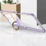 Case and Back Glass Protector Compatible With Samsung Galaxy Z Flip 8 7 with Ring Stand Light Purple