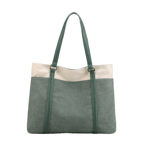Women Tote Bag for Work Travel Canvas Laptop Handbag Shoulder Bag Green
